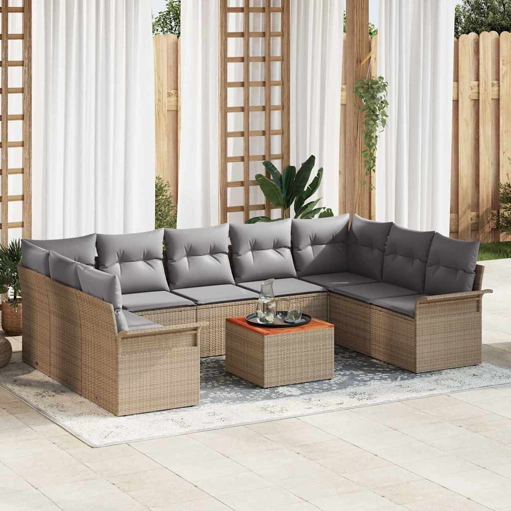 Garten-Sofa-Set 10 pcs Beige, Hellgrau 55 x 55 x 37 cm