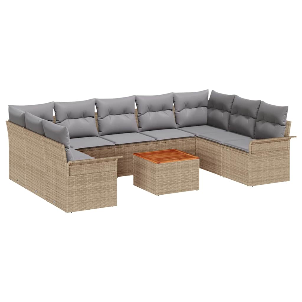 Garten-Sofa-Set 10 pcs Beige, Hellgrau 55 x 55 x 37 cm