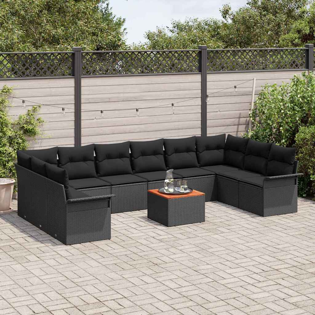Garten-Sofa-Set mit Kissen 11 pcs Schwarz 55 x 55 x 37 cm