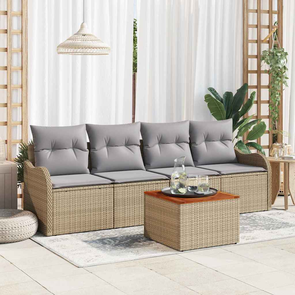 Garten-Sofa-Set 5 pcs Beige, Hellgrau 55 x 55 x 37 cm