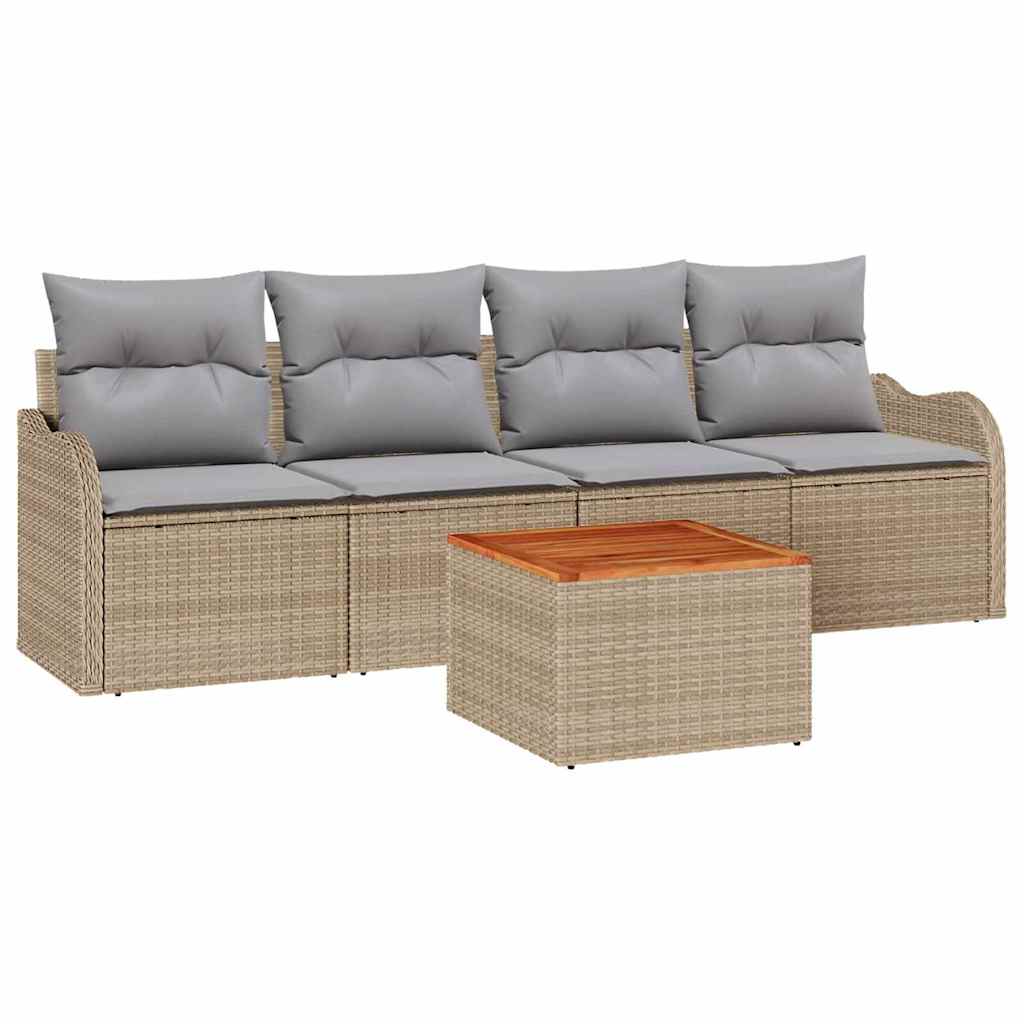Garten-Sofa-Set 5 pcs Beige, Hellgrau 55 x 55 x 37 cm