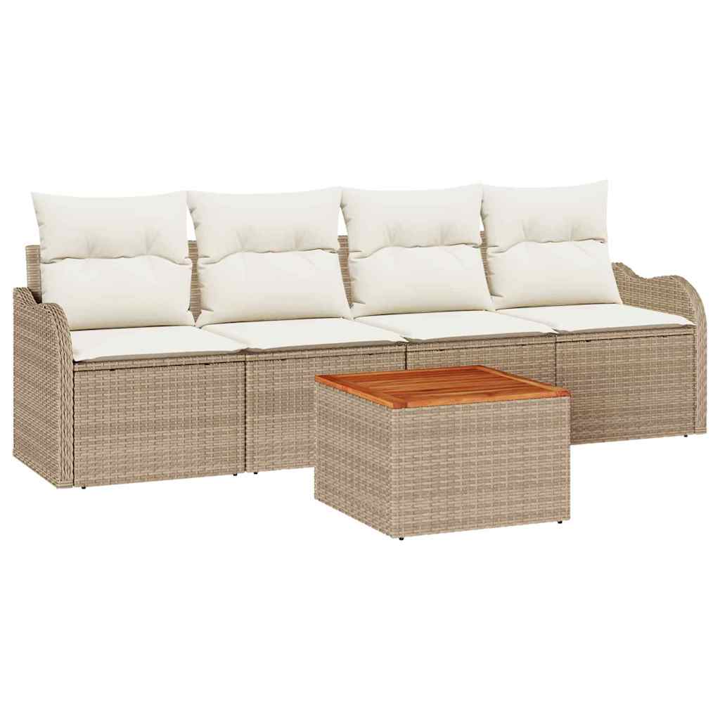 Garten-Sofa-Set mit Kissen 5 pcs Beige, Creme 55 x 55 x 37 cm
