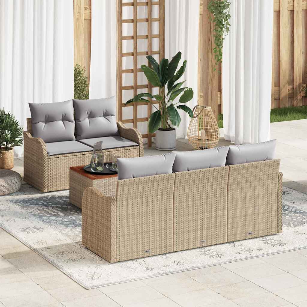 Garten-Sofa-Set 6 pcs Beige, Hellgrau 55 x 55 x 37 cm