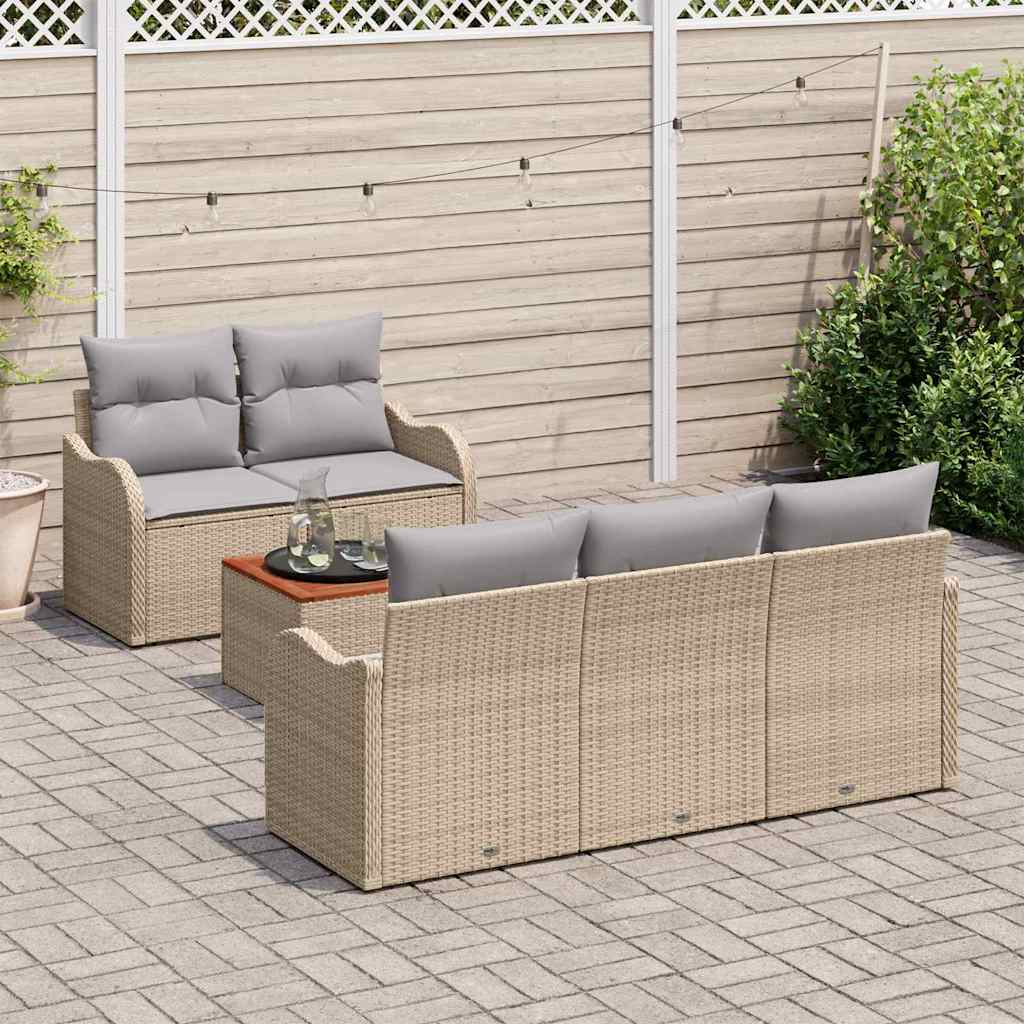 Garten-Sofa-Set 6 pcs Beige, Hellgrau 55 x 55 x 37 cm