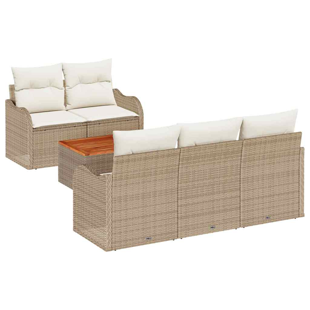 Garten-Sofa-Set mit Kissen 6 pcs Beige, Creme 55 x 55 x 37 cm