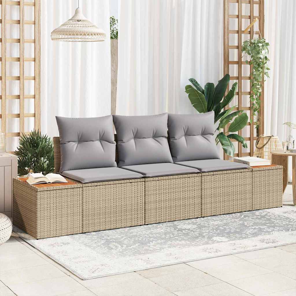 Garten-Sofa-Set 3 pcs Beige und Hellgrau 239 x 62 x 85 cm