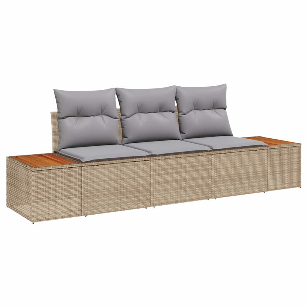 Garten-Sofa-Set 3 pcs Beige und Hellgrau 239 x 62 x 85 cm