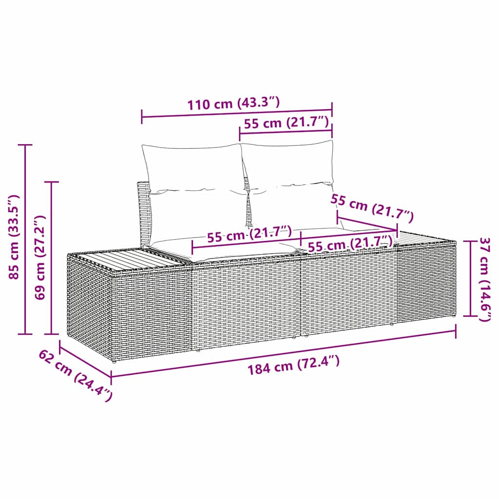 Garten-Sofa-Set 3 pcs Beige und Hellgrau 239 x 62 x 85 cm