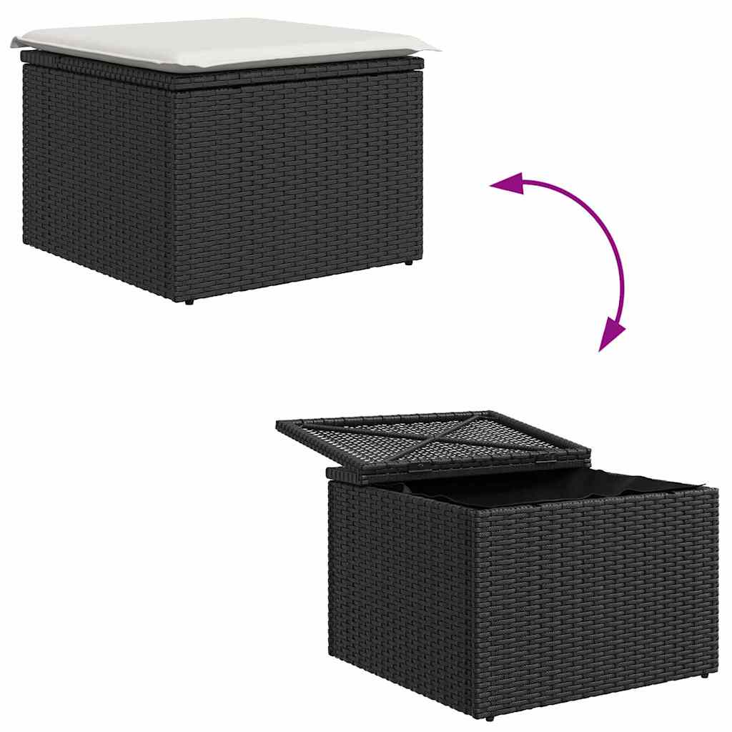 Garten-Sofa-Set 4 pcs Schwarz und Creme 184 x 62 x 85 cm