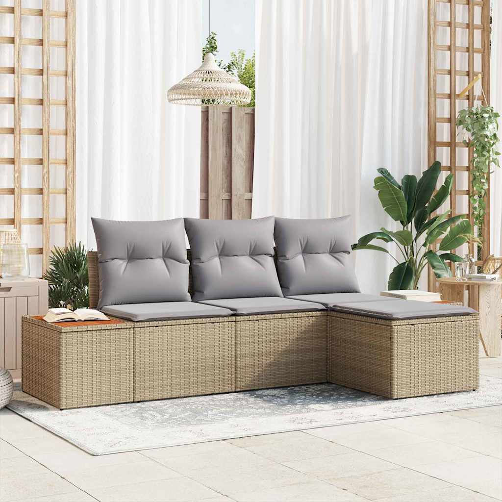 Garten-Sofa-Set 4 pcs Beige und Hellgrau 184 x 62 x 85 cm