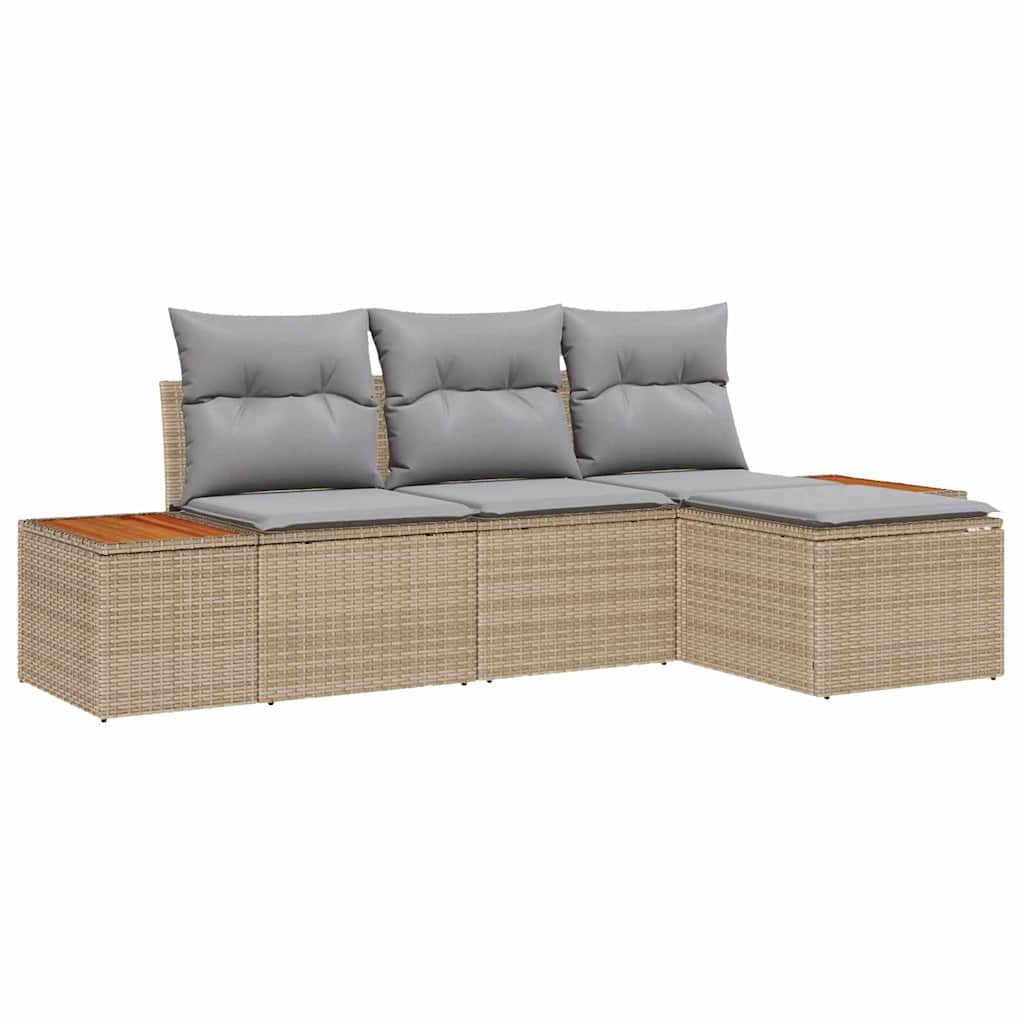 Garten-Sofa-Set 4 pcs Beige und Hellgrau 184 x 62 x 85 cm