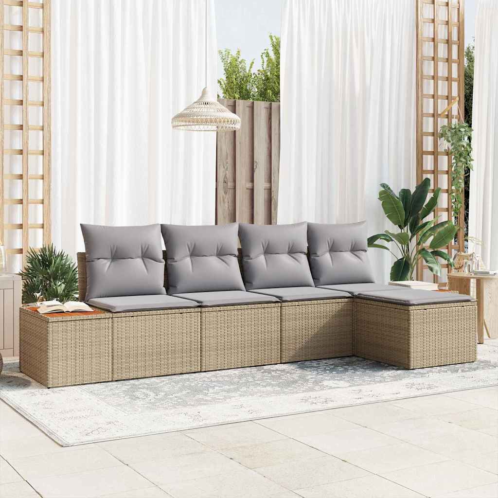 Garten-Sofa-Set 5 pcs Beige und Hellgrau 184 x 62 x 85 cm