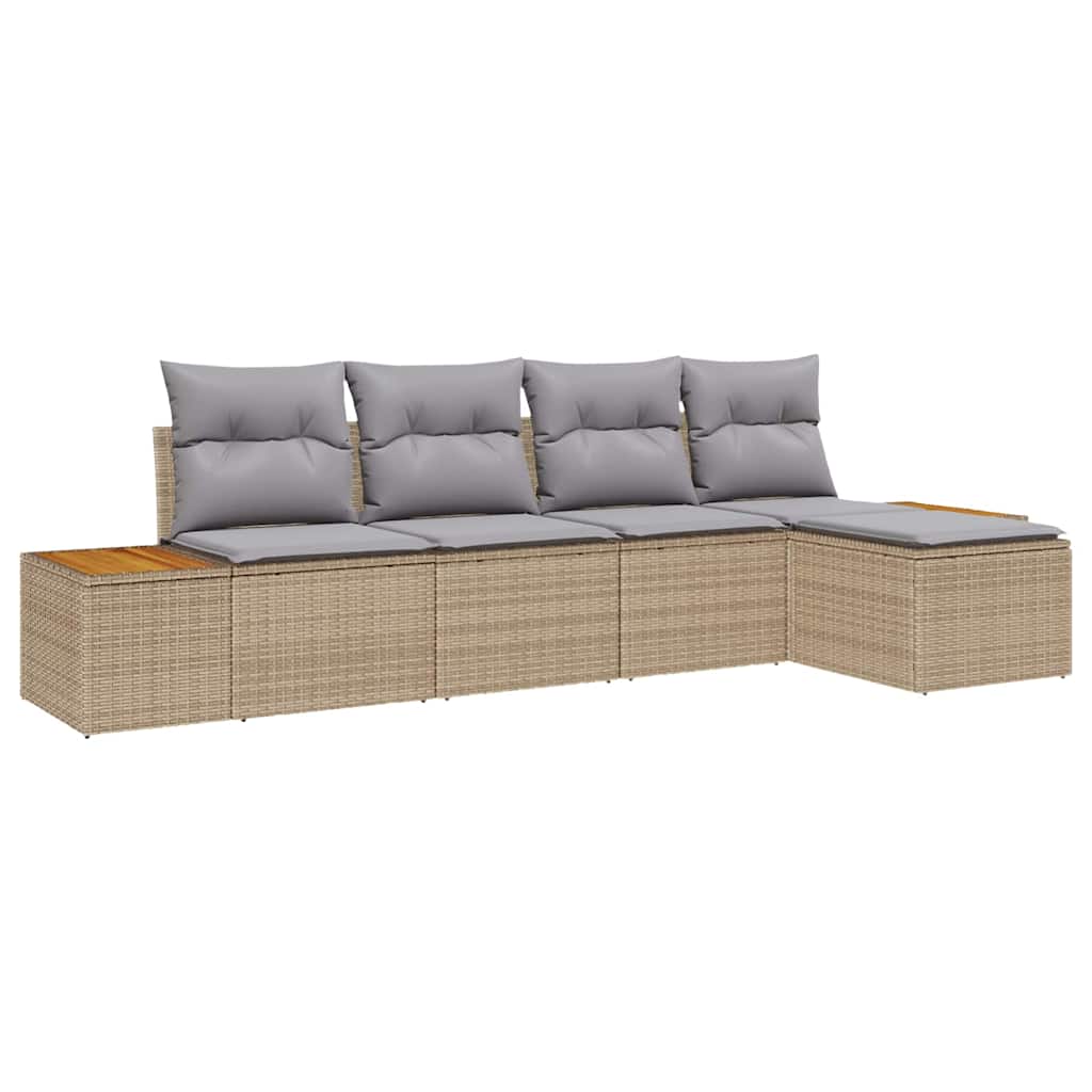 Garten-Sofa-Set 5 pcs Beige und Hellgrau 184 x 62 x 85 cm