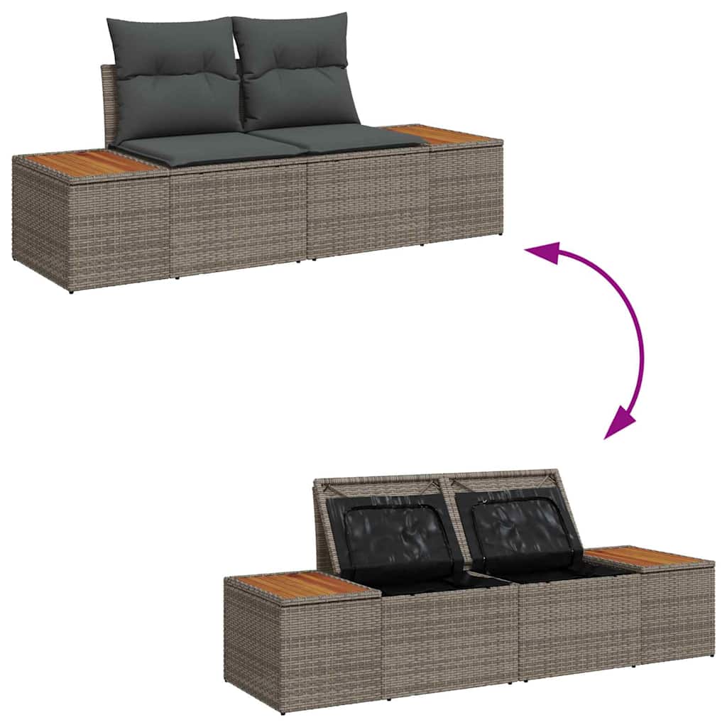 Garten-Sofa-Set 6 pcs Grau 184 x 62 x 85 cm Poly Rattan
