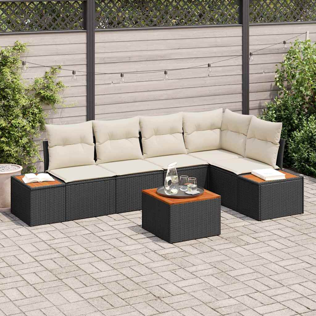 Garten-Sofa-Set 6 pcs Schwarz und Creme 264 x 154 x 85 cm