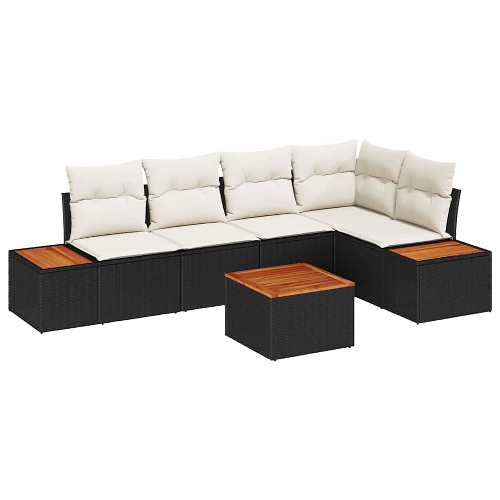 Garten-Sofa-Set 6 pcs Schwarz und Creme 264 x 154 x 85 cm