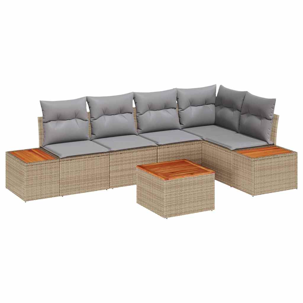 Garten-Sofa-Set 6 pcs Beige und Hellgrau 264 x 154 x 85 cm