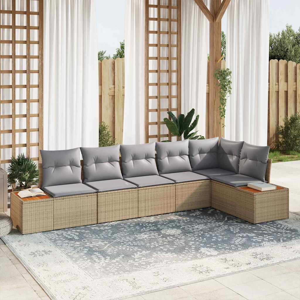 Garten-Sofa-Set 6 pcs Beige und Hellgrau 319 x 154 x 85 cm