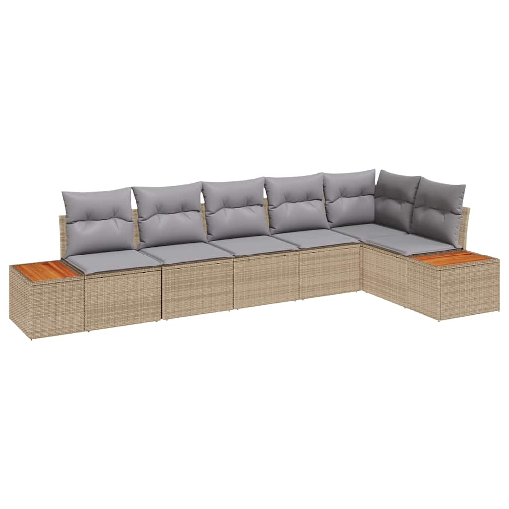 Garten-Sofa-Set 6 pcs Beige und Hellgrau 319 x 154 x 85 cm