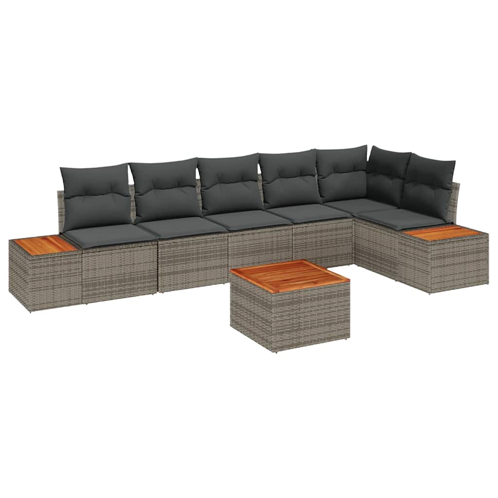 Garten-Sofa-Set 7 pcs Grau 319 x 154 x 85 cm Poly Rattan
