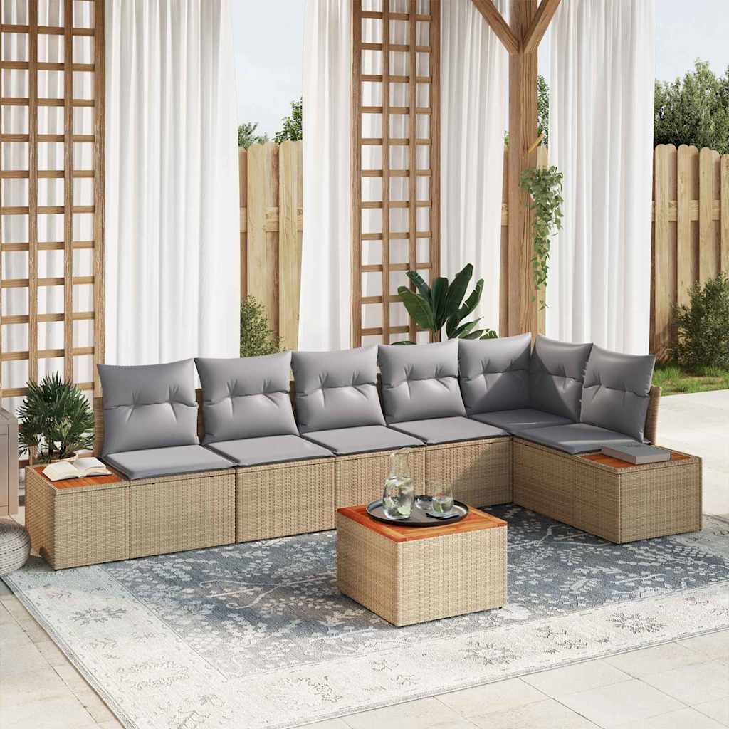 Garten-Sofa-Set 7 pcs Beige und Hellgrau 319 x 154 x 85 cm