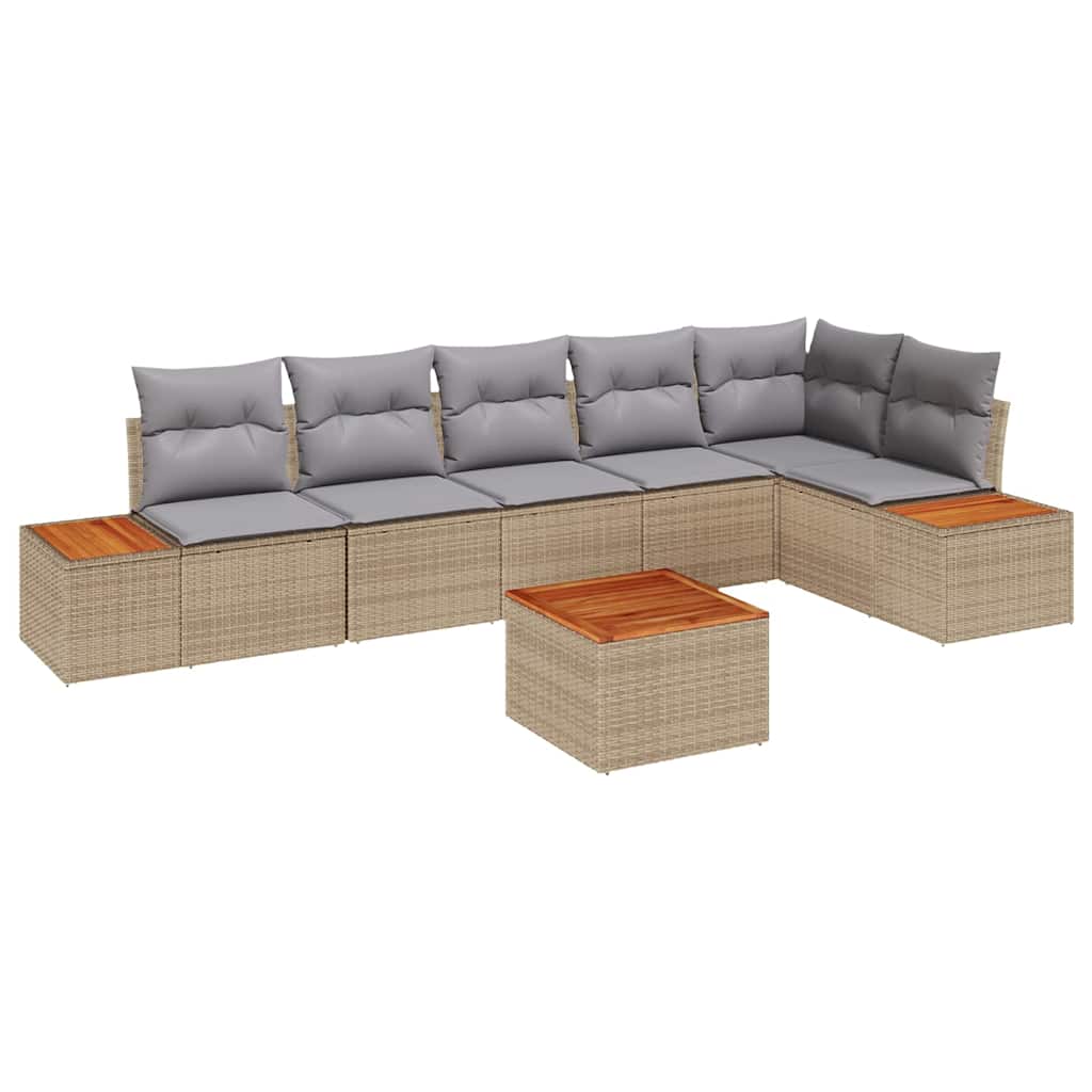 Garten-Sofa-Set 7 pcs Beige und Hellgrau 319 x 154 x 85 cm