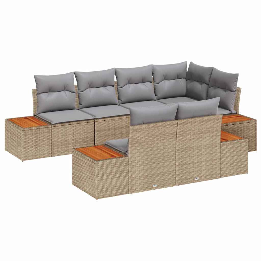 Garten-Sofa-Set 7 pcs Beige und Hellgrau 264 x 154 x 85 cm
