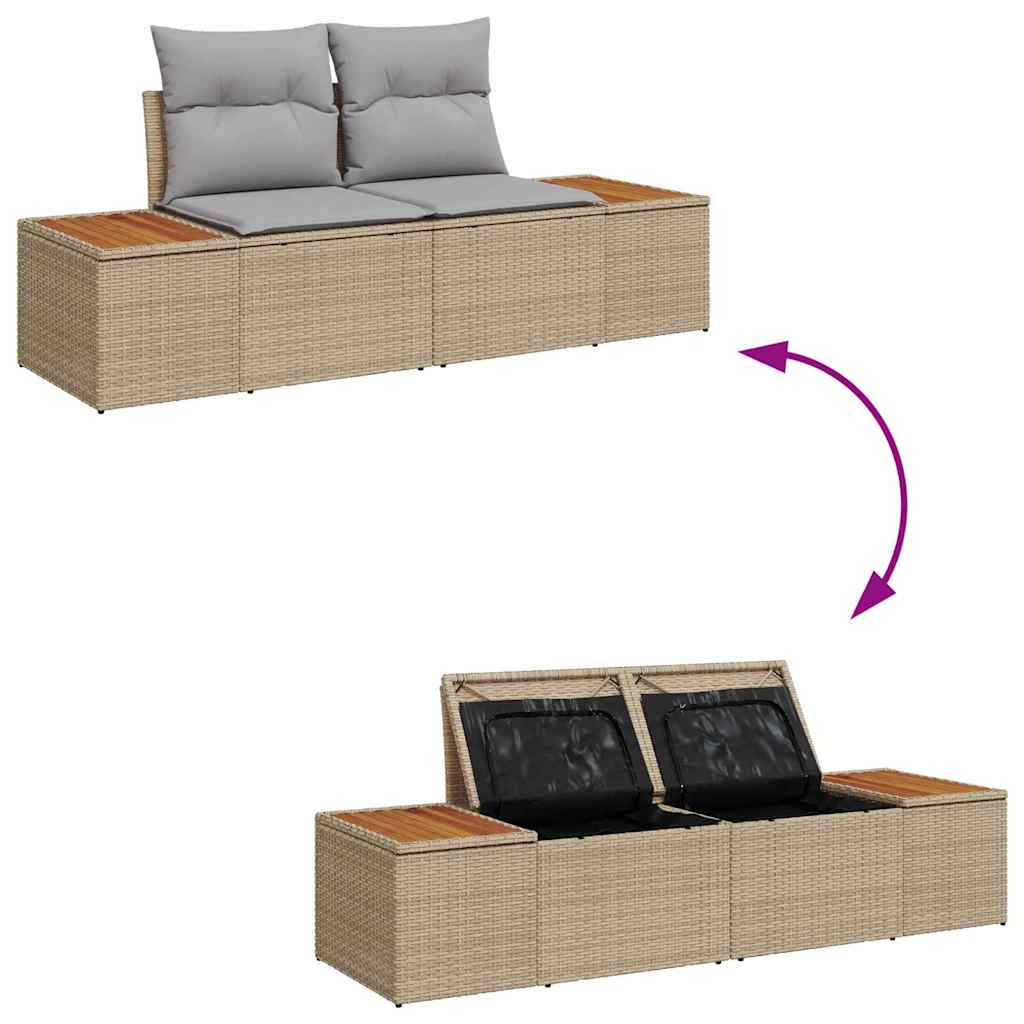 Garten-Sofa-Set 7 pcs Beige und Hellgrau 264 x 154 x 85 cm