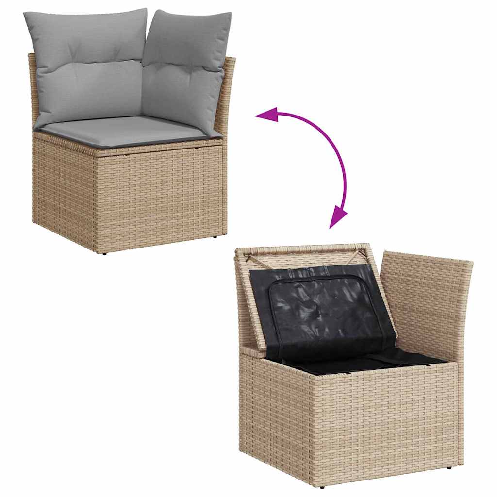 Garten-Sofa-Set 7 pcs Beige und Hellgrau 264 x 154 x 85 cm