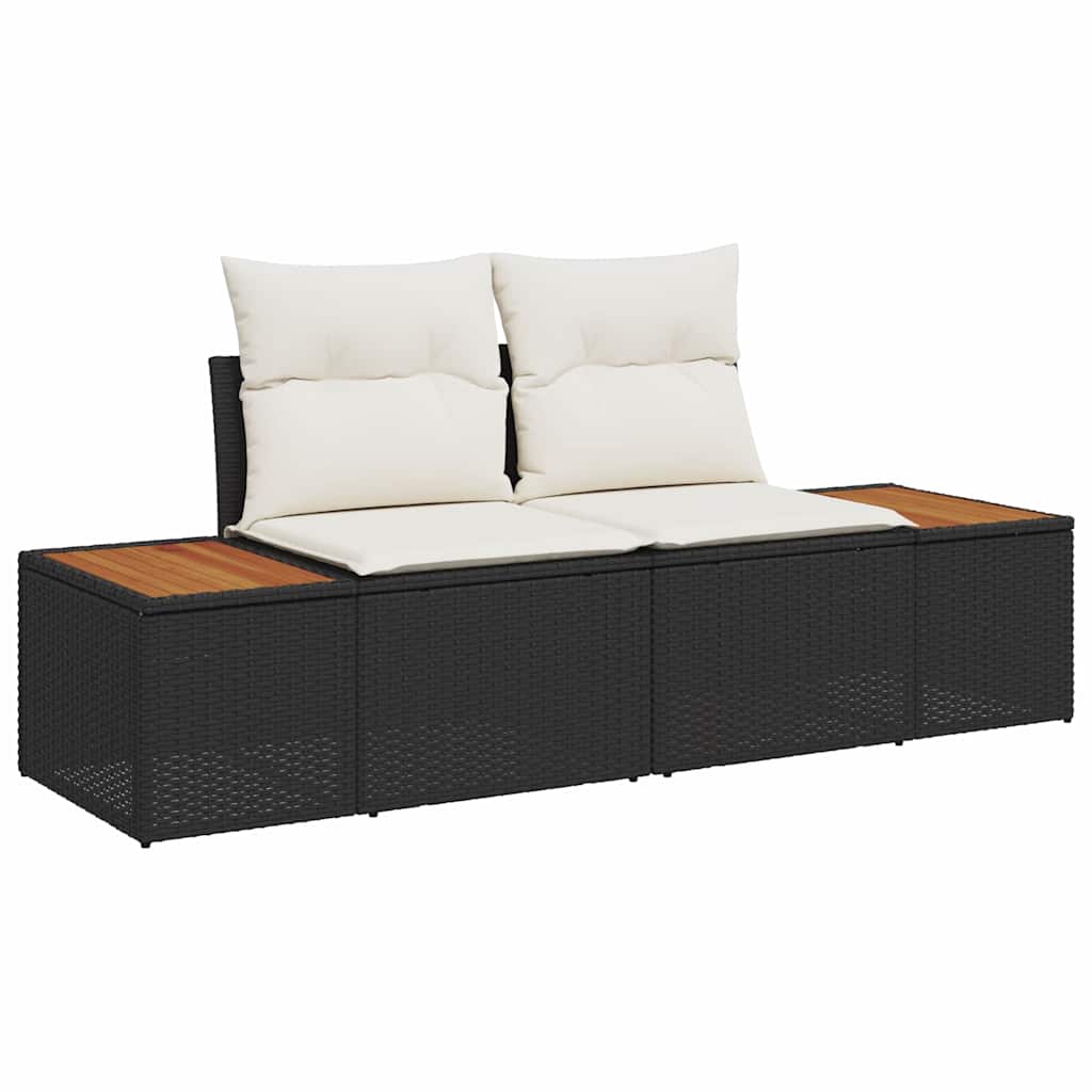 Garten-Sofa-Set 9 pcs Schwarz und Creme 319 x 209 x 85 cm
