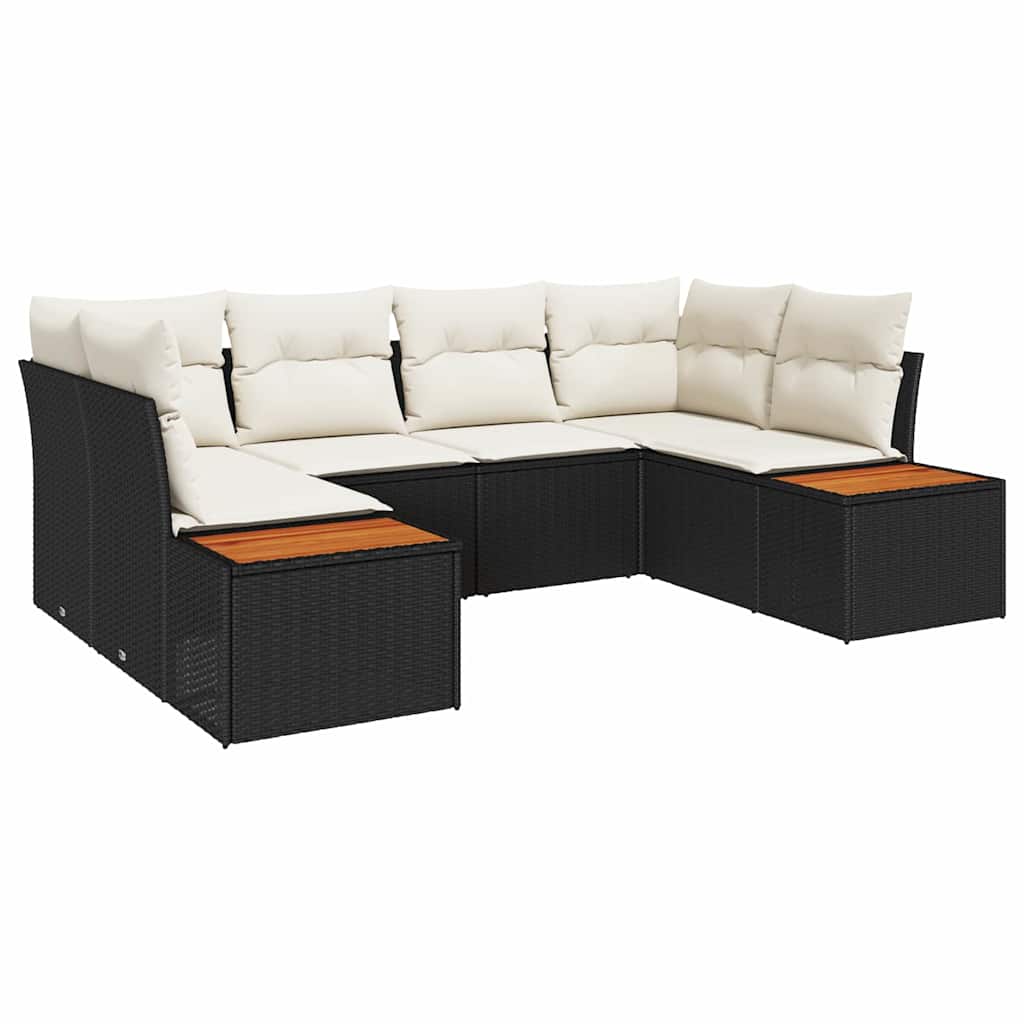 Garten-Sofa-Set 6 pcs Schwarz und Creme 234 x 154 x 85 cm