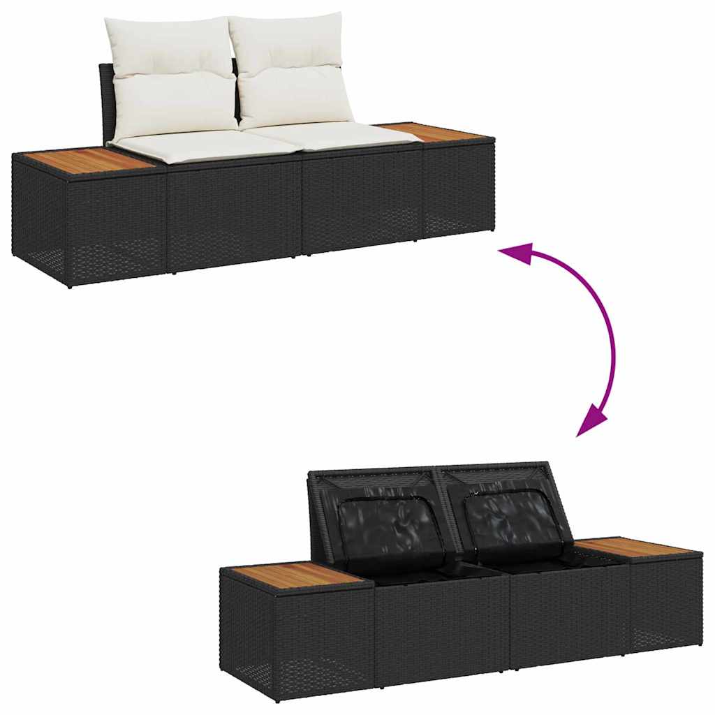Garten-Sofa-Set 6 pcs Schwarz und Creme 234 x 154 x 85 cm