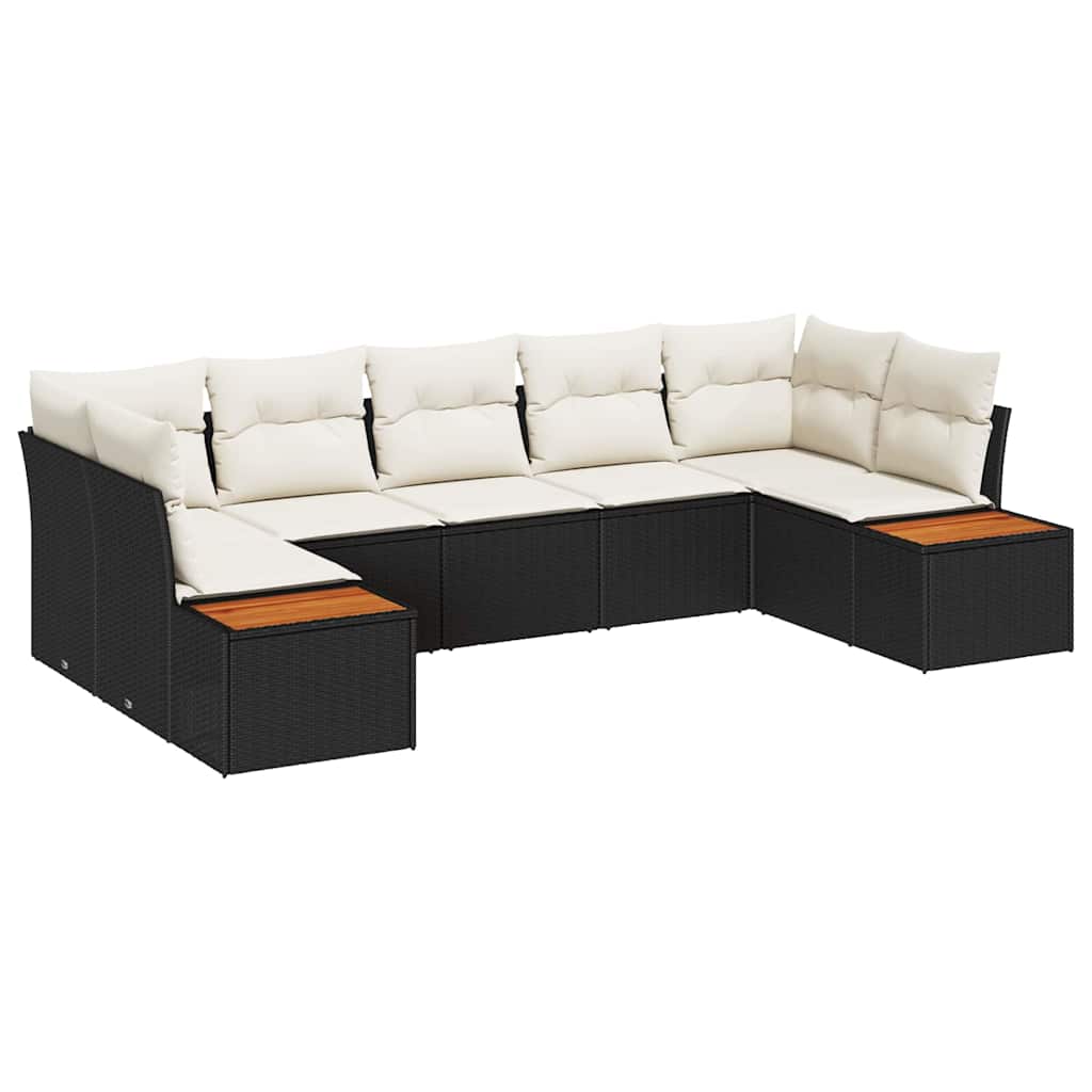 Garten-Sofa-Set 7 pcs Schwarz und Creme 289 x 154 x 85 cm
