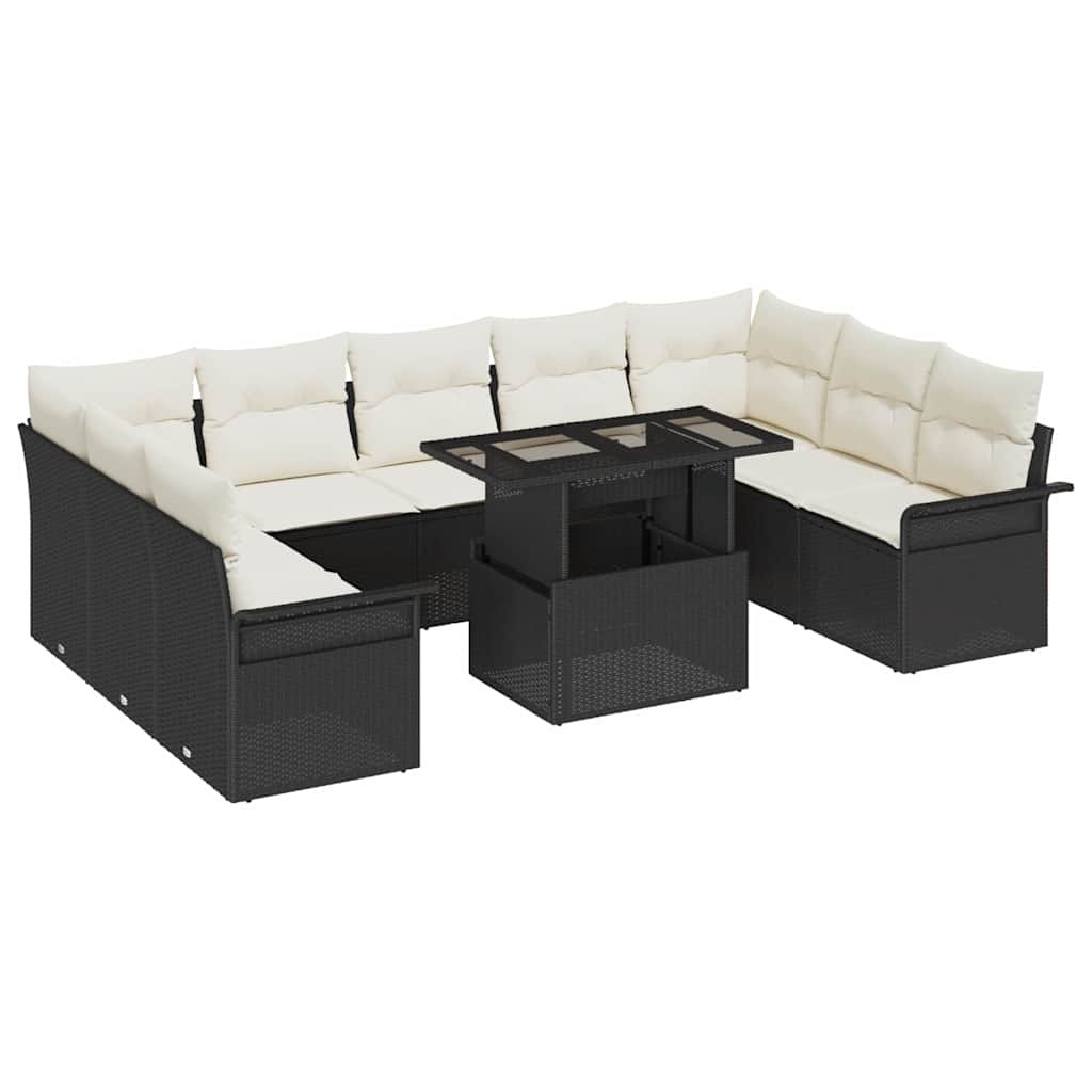 Garten-Sofa-Set 10 pcs Schwarz 100 x 55 x 73 cm Poly Rattan
