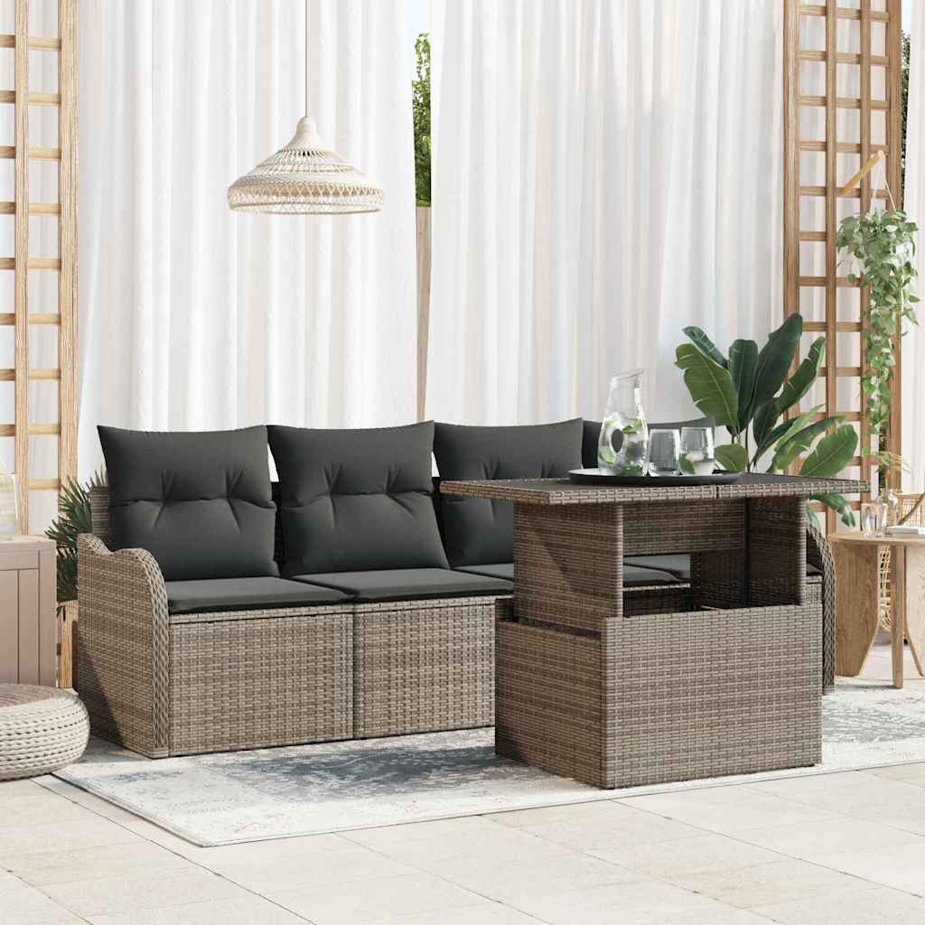 Garten-Sofa-Set Manuell 5 pcs Grau 100 x 55 x 73 cm Poly Rattan
