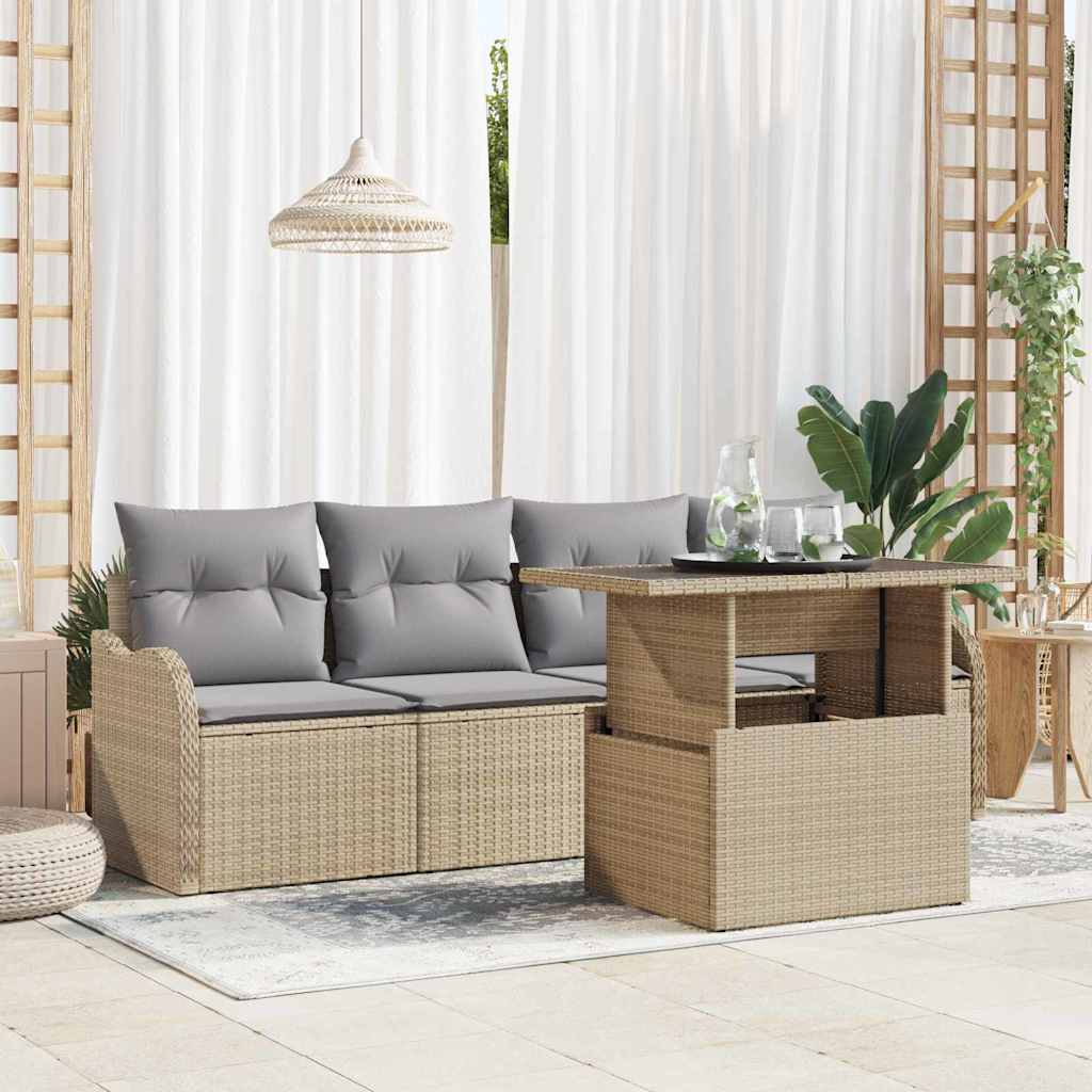 Garten-Sofa-Set 5 pcs Beige 100 x 55 x 73 cm Poly Rattan