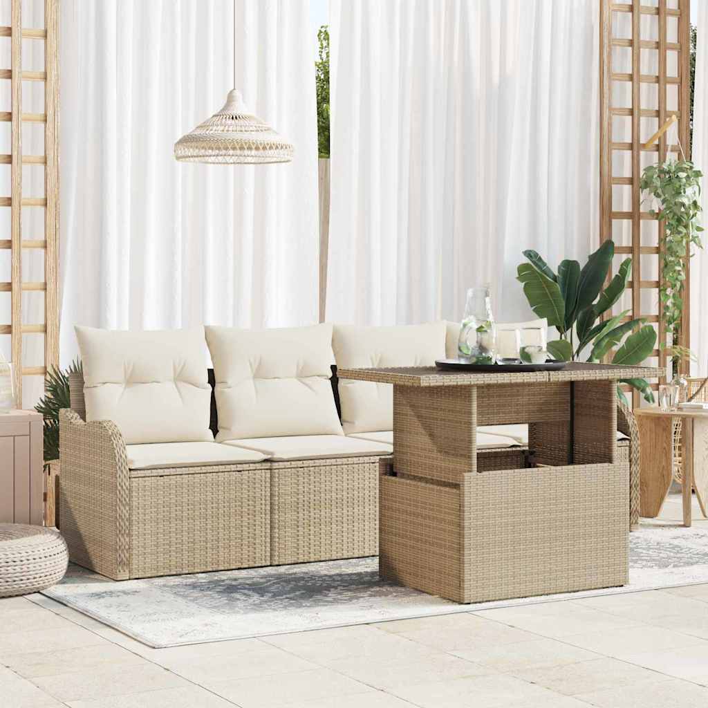 Garten-Sofa-Set 5 pcs Beige 100 x 55 x 73 cm Poly Rattan