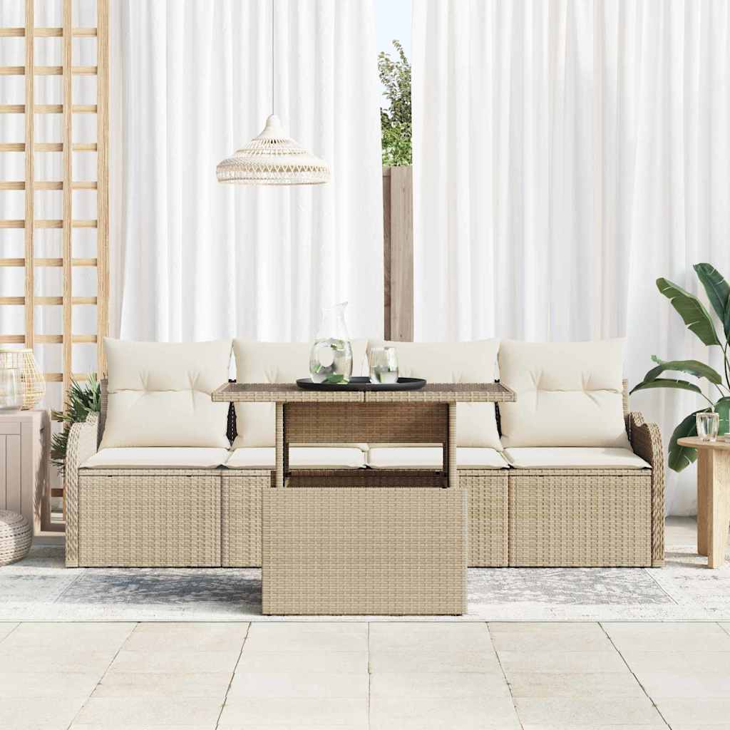 Garten-Sofa-Set 5 pcs Beige 100 x 55 x 73 cm Poly Rattan