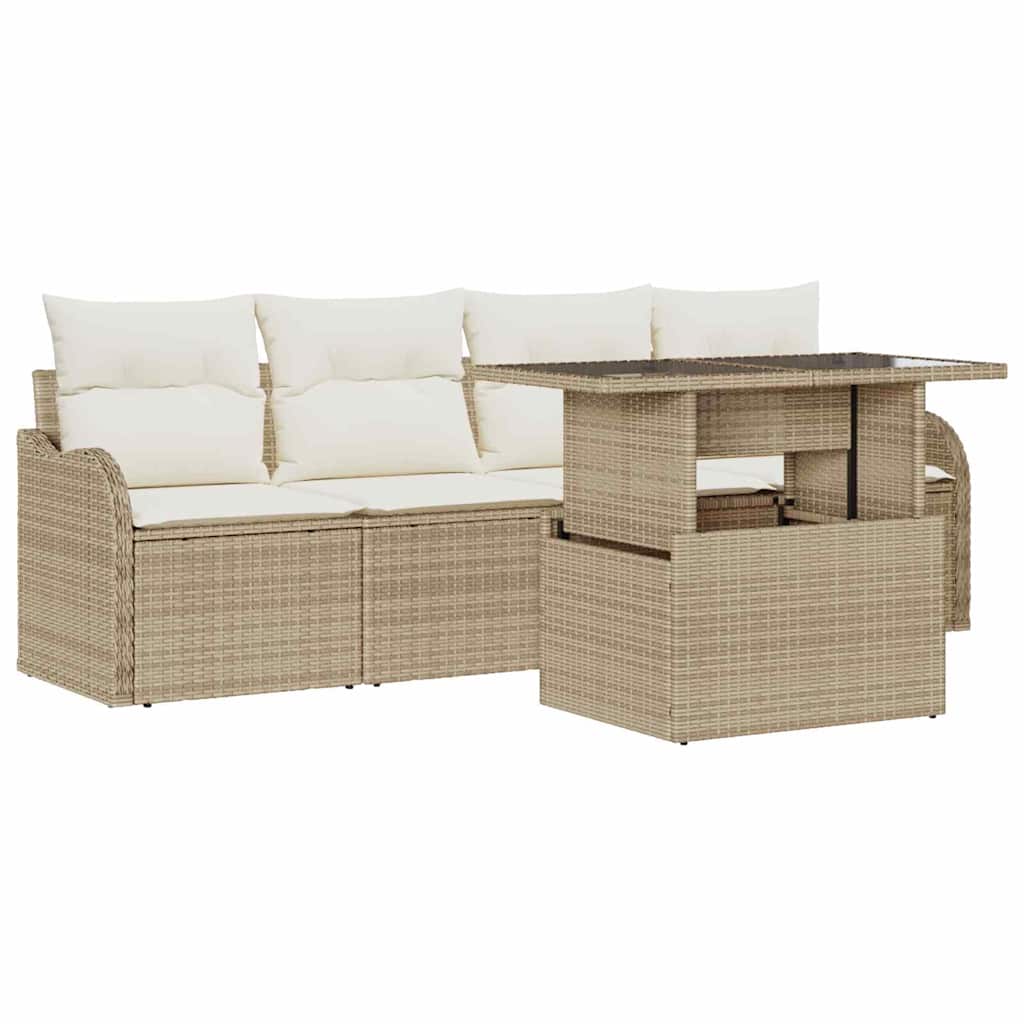Garten-Sofa-Set 5 pcs Beige 100 x 55 x 73 cm Poly Rattan