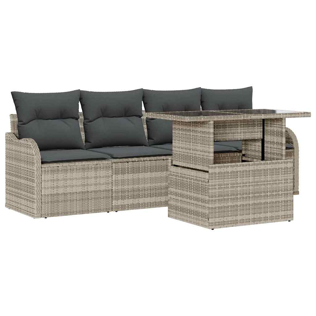 Garten-Sofa-Set 5 pcs Hellgrau 100 x 55 x 73 cm Poly Rattan