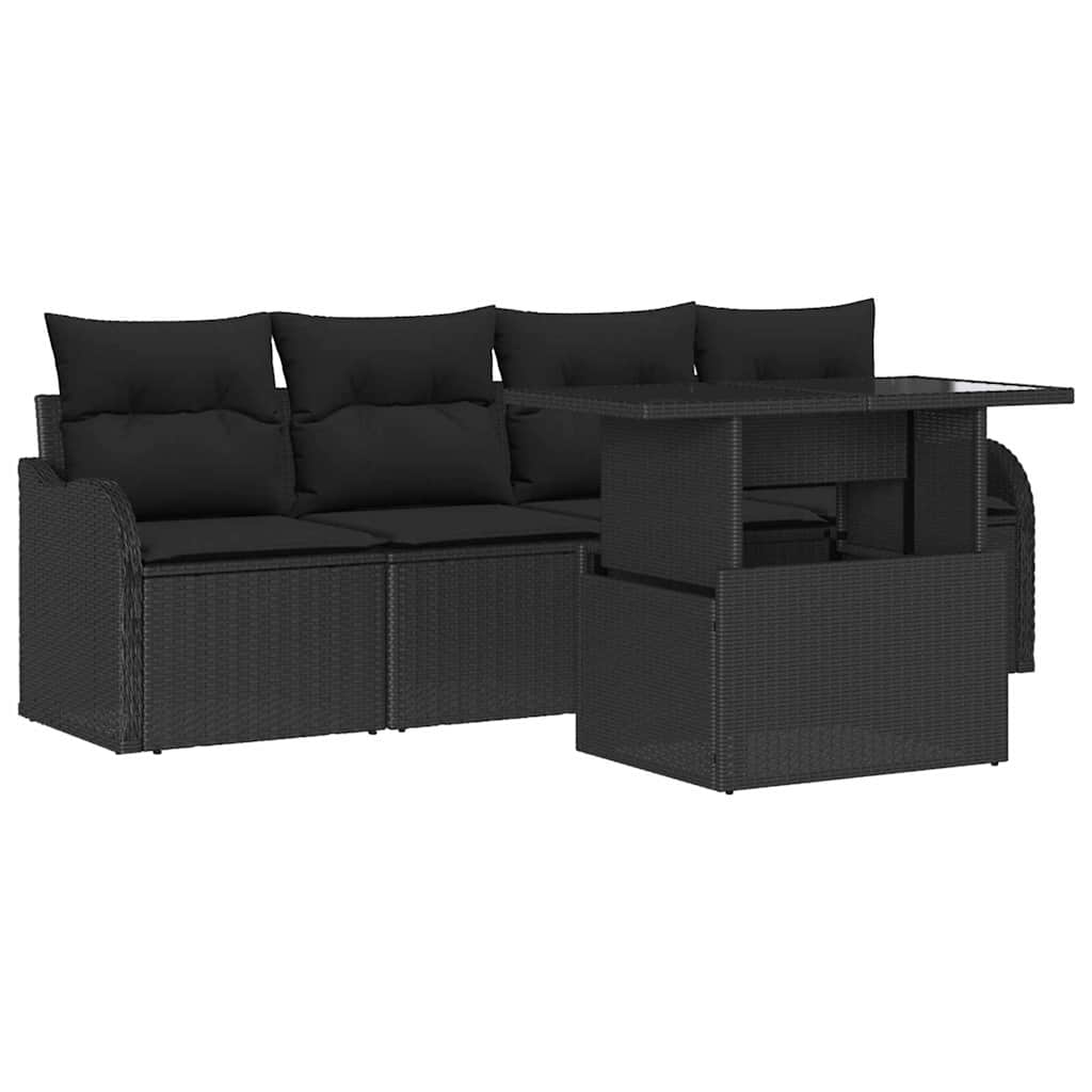 Garten-Sofa-Set 5 pcs Schwarz 100 x 55 x 73 cm Poly Rattan