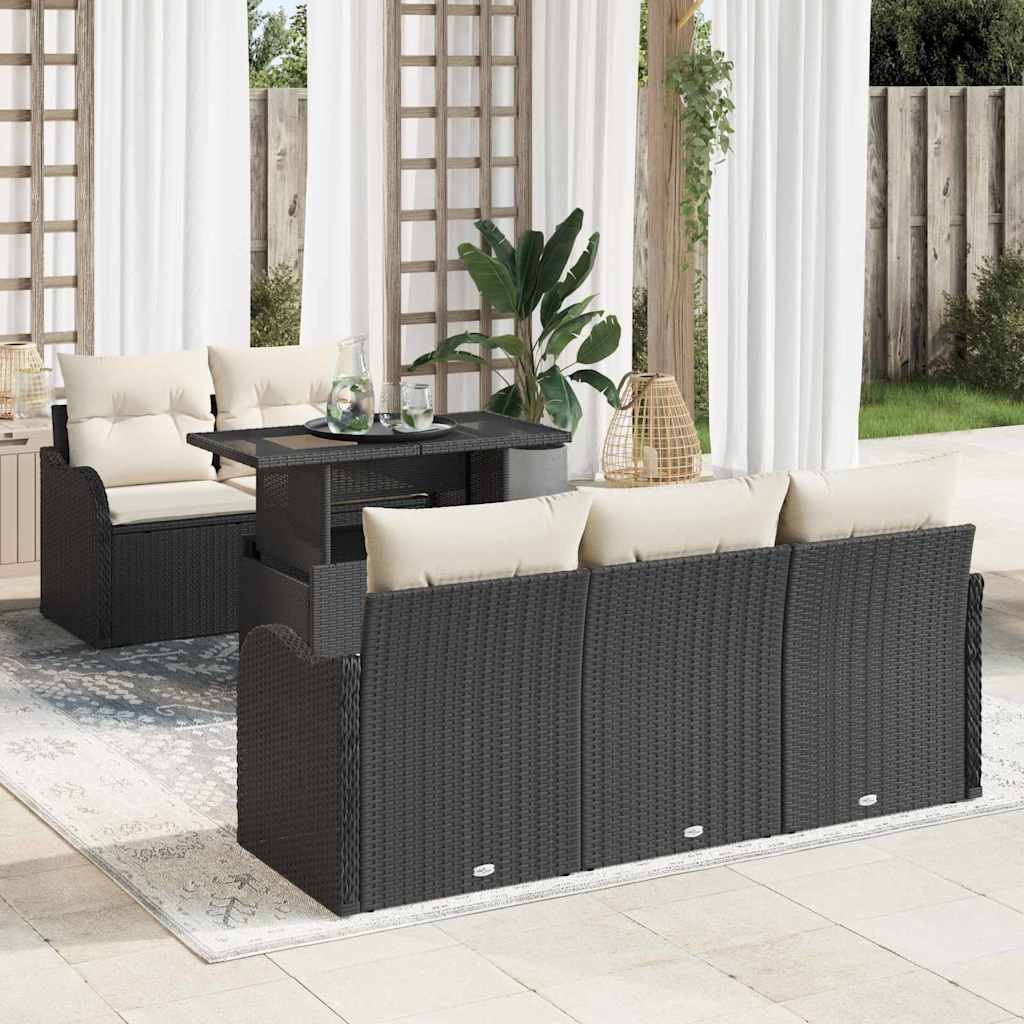 Garten-Sofa-Set 6 pcs Schwarz 100 x 55 x 73 cm Poly Rattan