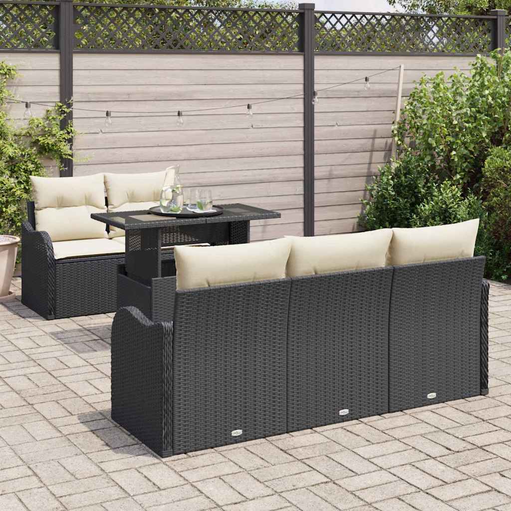 Garten-Sofa-Set 6 pcs Schwarz 100 x 55 x 73 cm Poly Rattan