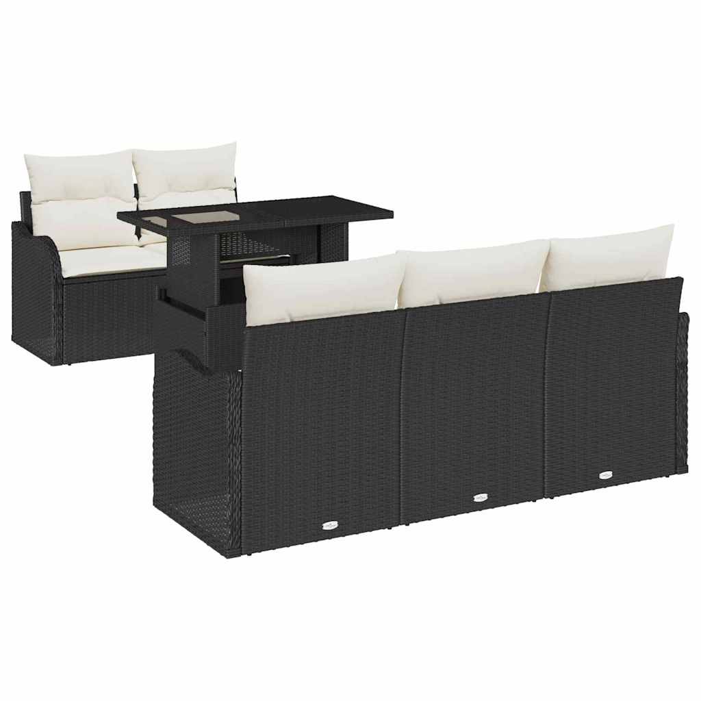 Garten-Sofa-Set 6 pcs Schwarz 100 x 55 x 73 cm Poly Rattan