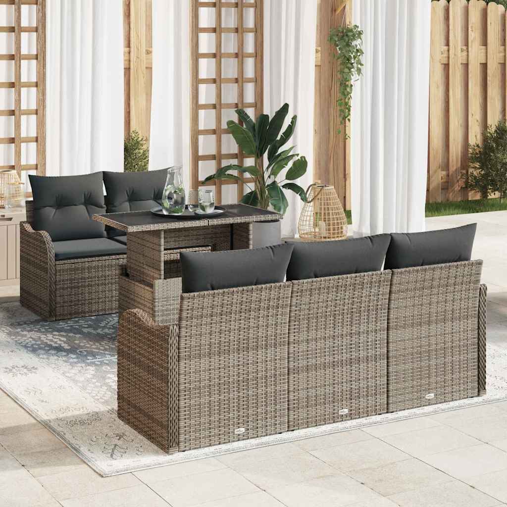 Garten-Sofa-Set Manuell 6 pcs Grau 100 x 55 x 73 cm Poly Rattan