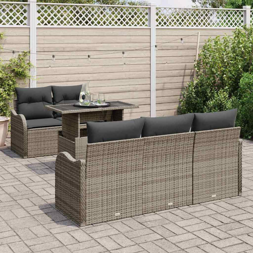 Garten-Sofa-Set Manuell 6 pcs Grau 100 x 55 x 73 cm Poly Rattan