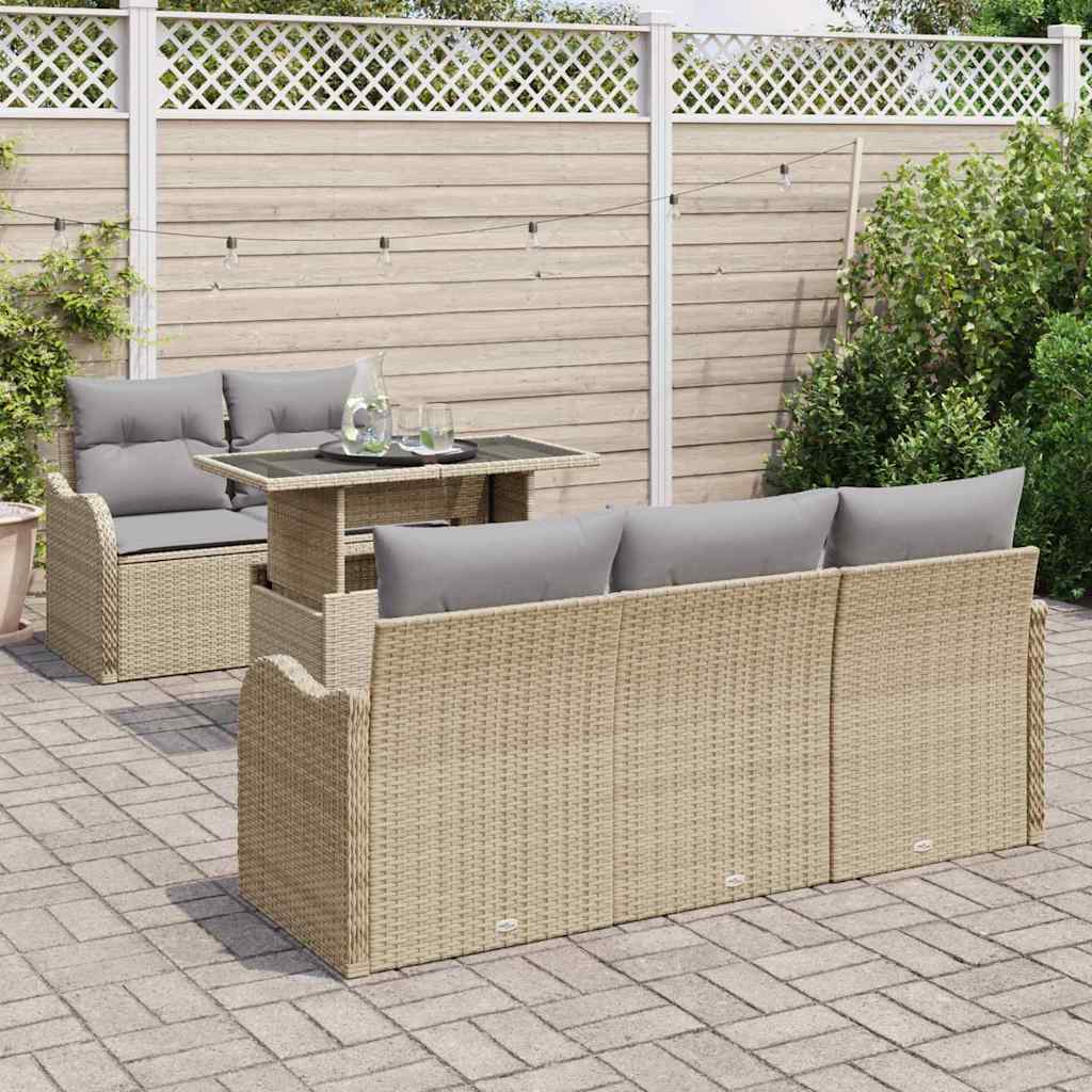 Garten-Sofa-Set 6 pcs Beige 100 x 55 x 73 cm Poly Rattan