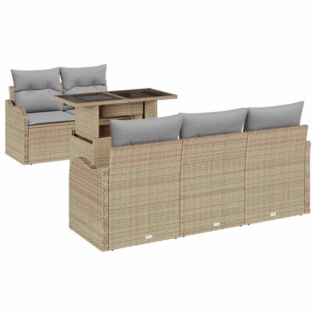 Garten-Sofa-Set 6 pcs Beige 100 x 55 x 73 cm Poly Rattan