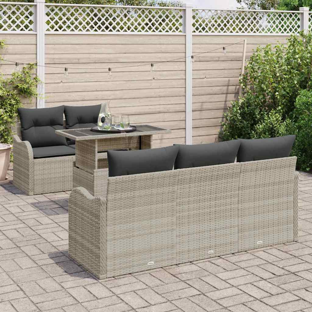 Garten-Sofa-Set 6 pcs Hellgrau 100 x 55 x 73 cm Poly Rattan