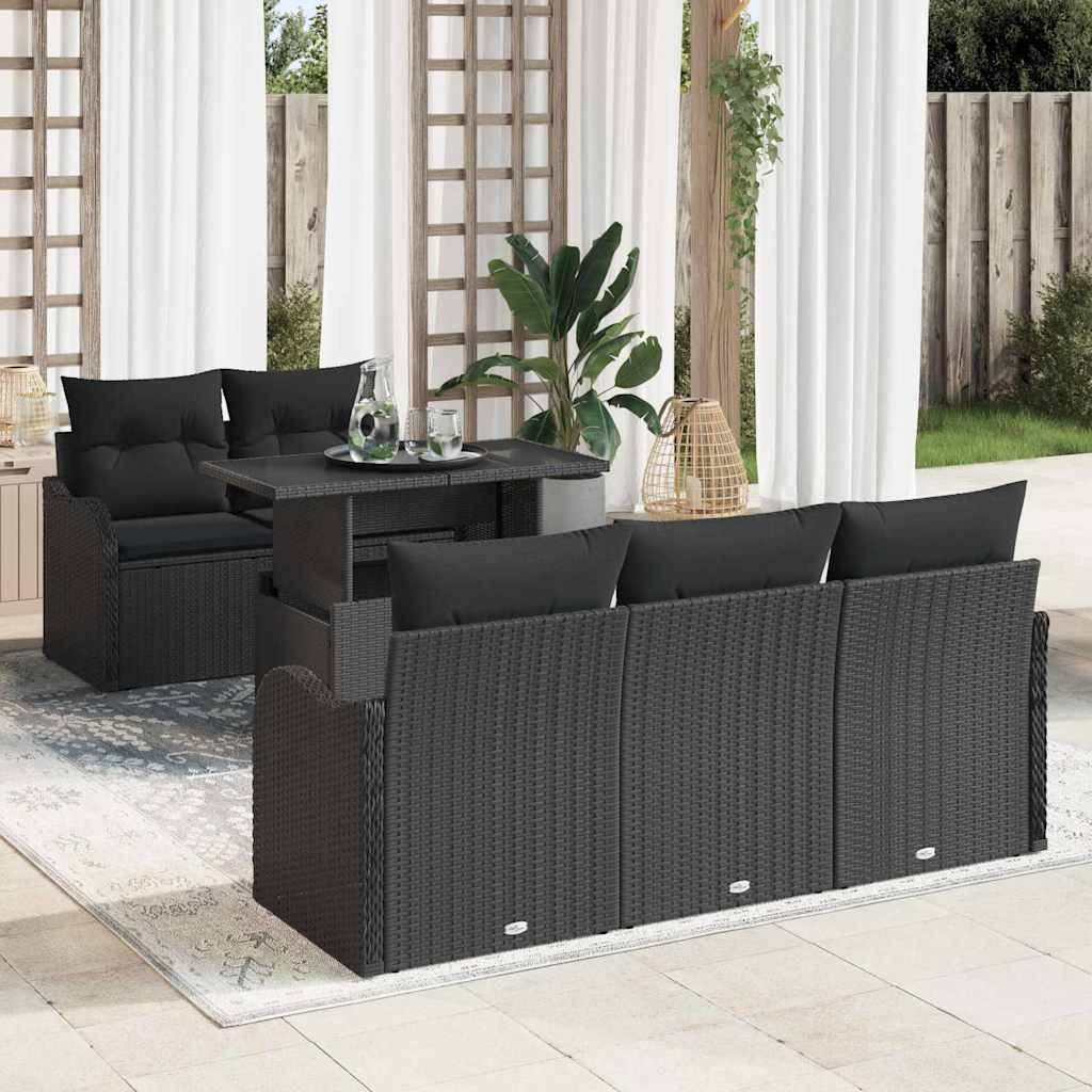 Garten-Sofa-Set 6 pcs Schwarz 100 x 55 x 73 cm Poly Rattan